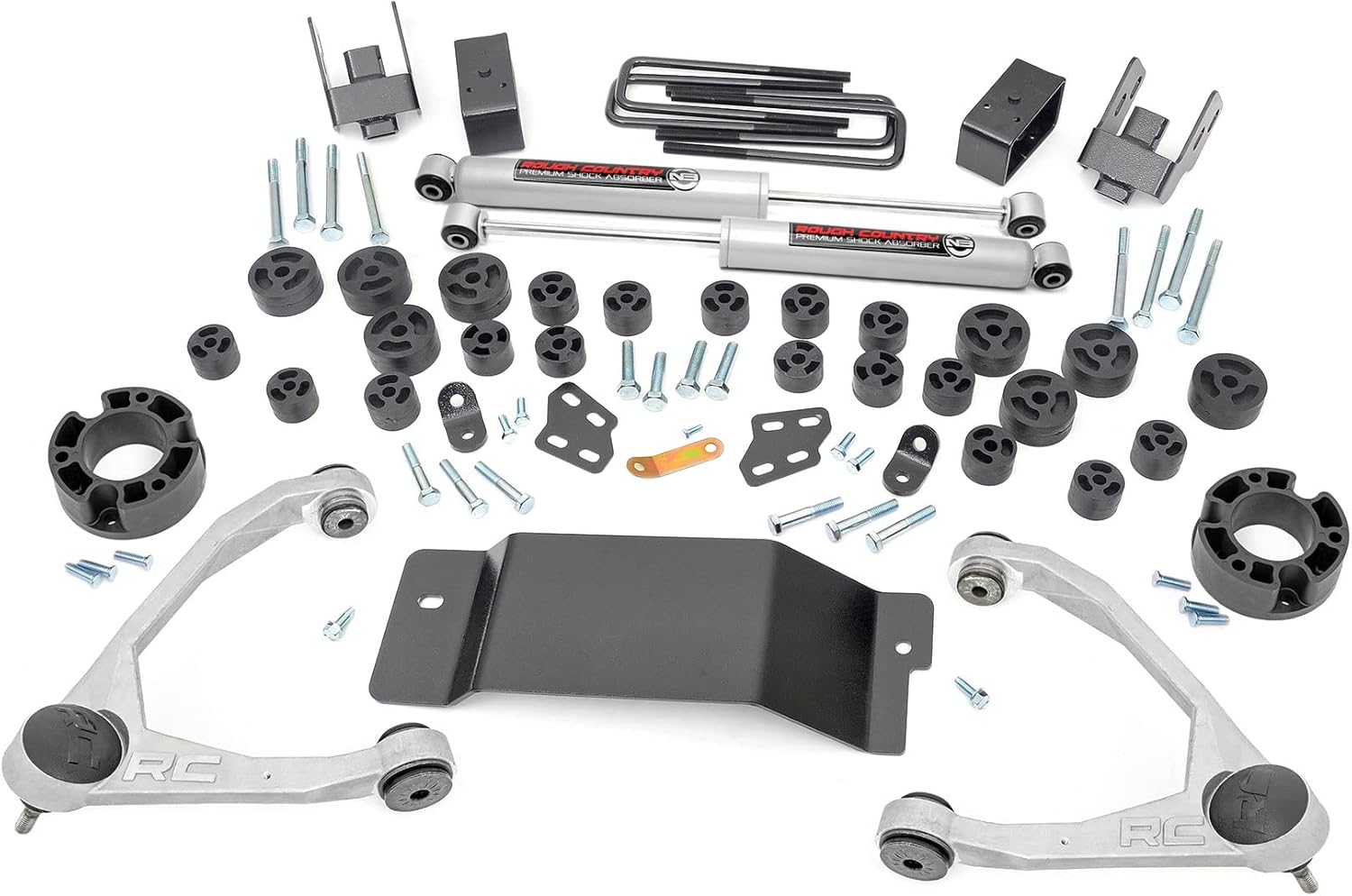Rough Country 4.75" Lift Kit Combo for Chevy Silverado & GMC Sierra 1500 (2007-2013) 4WD - Silver Control Arms