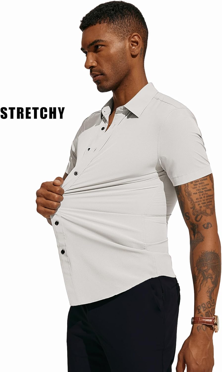 PJ PAUL JONES Mens Button Down Short Sleeve Shirt Wrinkle Free Dress Shirts for Men Casual Summer Beach Vacation Shirts - Image 4