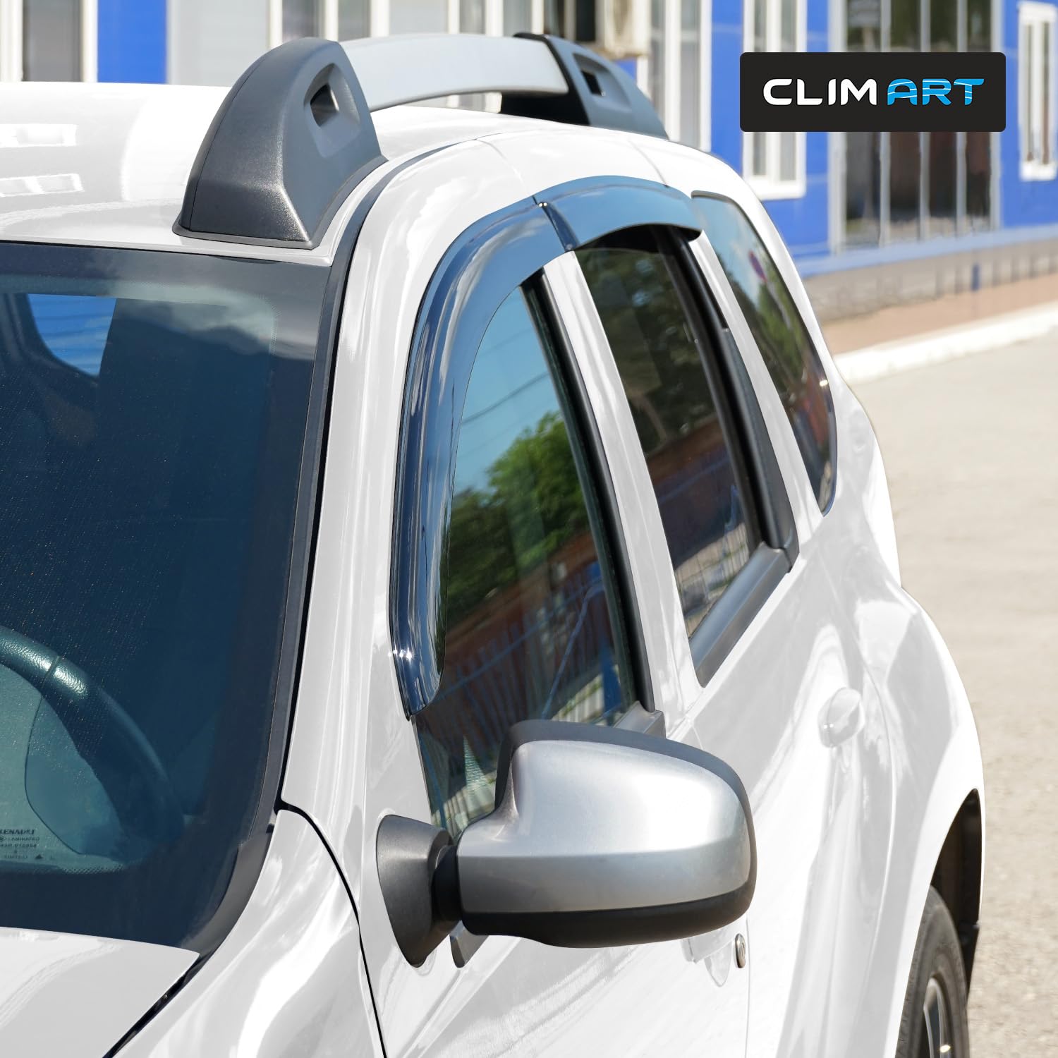 Deflettori D'aria Anteriori Per Dacia Duster 5 Porte (2014-2018) - Coppia Grigia, Compatibili Con Sistema Antipinch