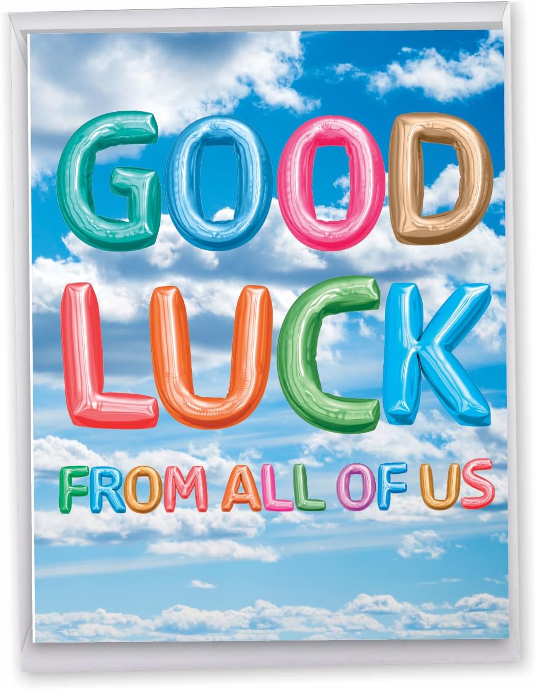 The Best Card Company - Big Good Luck Greeting Card (8.5 x 11 Inch) - Balloons, Colorful Card for Men and Women (Not 3D or Raised) - Inflated Messages Good Luck J5651SGLG-US