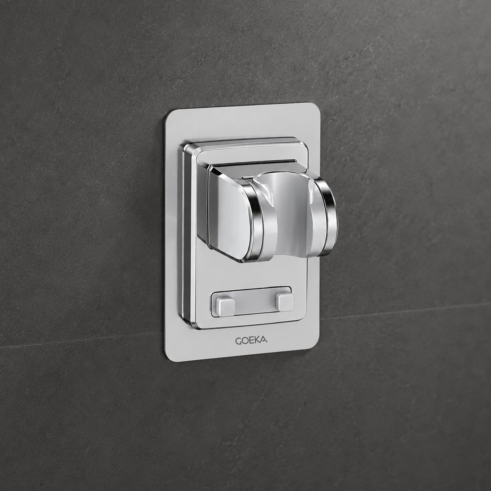 GOEKA Self Adhesive Hand Shower Holder for Bathroom Wall | Durable ABS Body | Adjustable & Waterproof Wall Mount Shower Head Hook | No Drill Mop/Broom Holder for Kitchen & Bathroom (Silver)-image-47