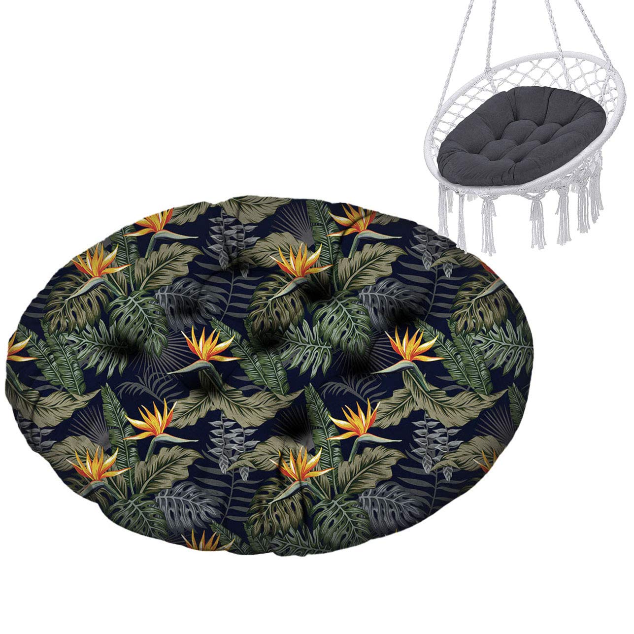 Ferocity Hanging Basket Chair Cushions, Hanging Hammock Chair Pads for Patio Garden, Palm Strelitzia reginae [114]