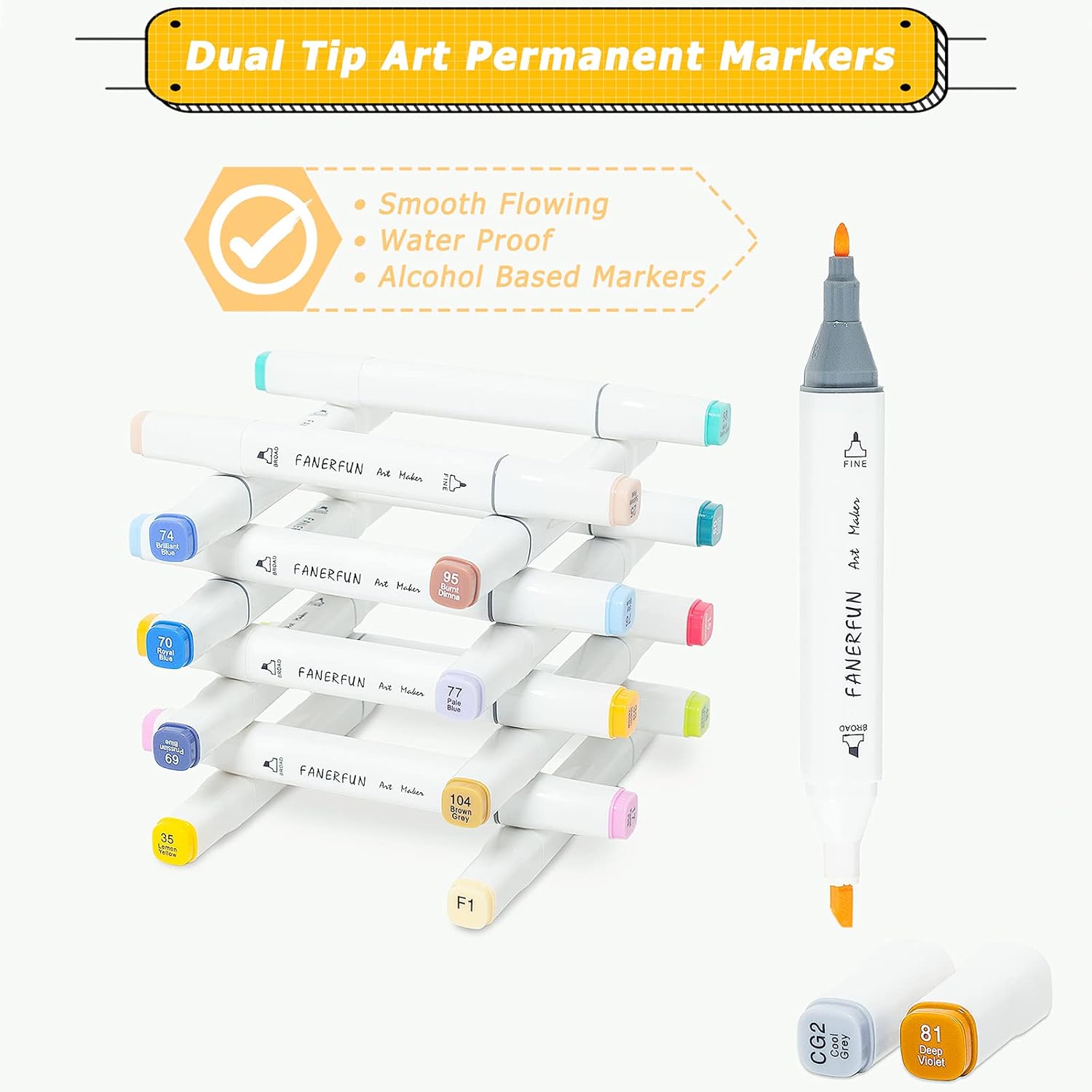 60 Colors Alcohol Markers, Double Tipped Based Markers Set, Art Markers for Kids Adults Coloring Drawing Illustrations, with 1 Colorless Blender, 1 Marker Case, Carry Bag, Chisel & Fine Tips : Arts, Crafts & Sewing