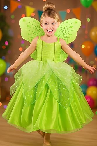 Miniatura 4 de Disfraz de princesa para niñas, disfraz de hada de Halloween, vestido verde de cuento de bebé, juego de rol, vestido verde