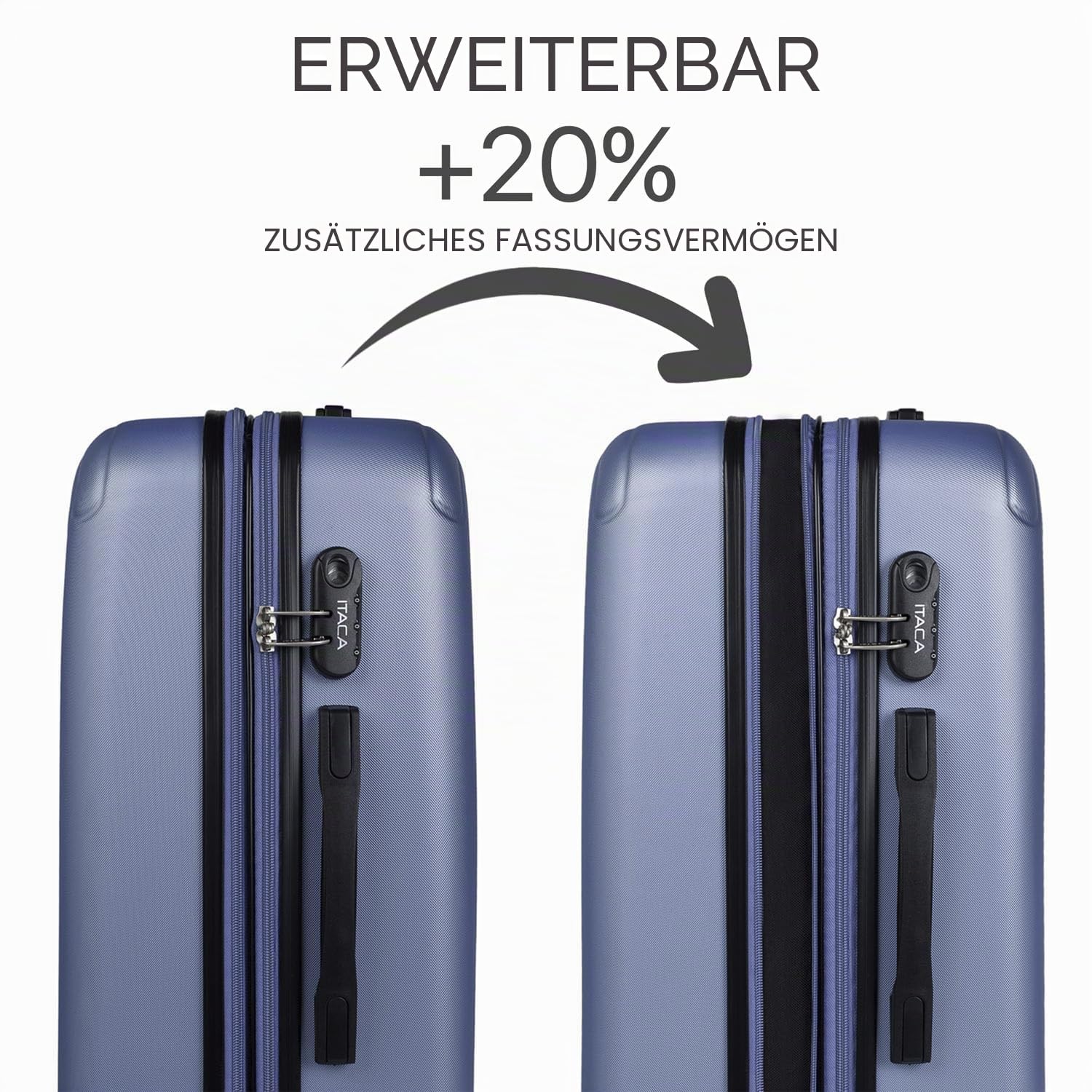 ITACA - Großer Koffer, Koffer Hartschale Und Koffer Mit Rollen Für Komfortable Reisen Mit Stabiler Bauweise, Modernem Design Und Sicherem Transport Zahlenschloss Erweiterbar., Saphirblau