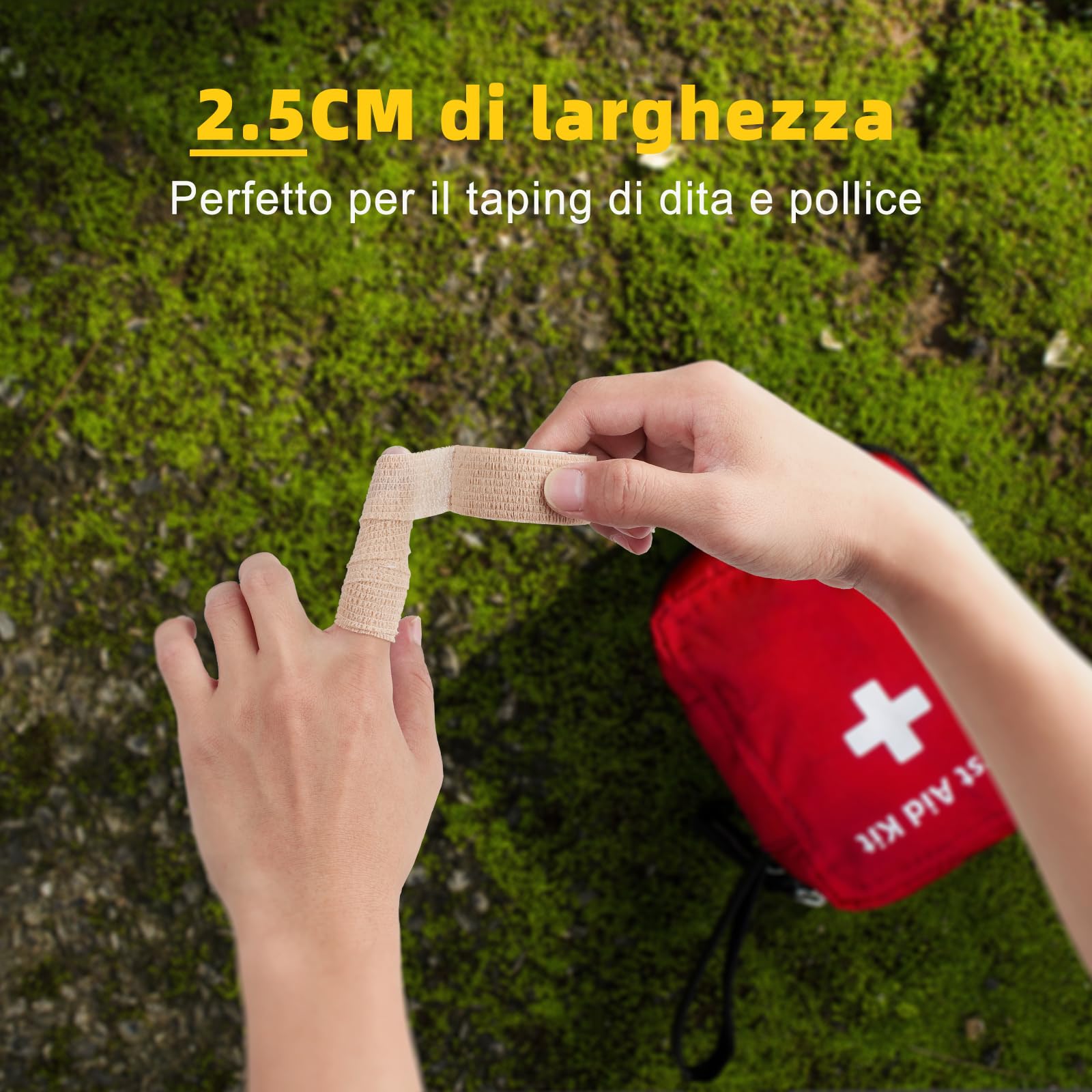 Fascia Coesiva Autoadesiva per Rugby, Sport (2,5 cm x 4,5 m),Self Bendaggio Adesivo (Confezione da 8)