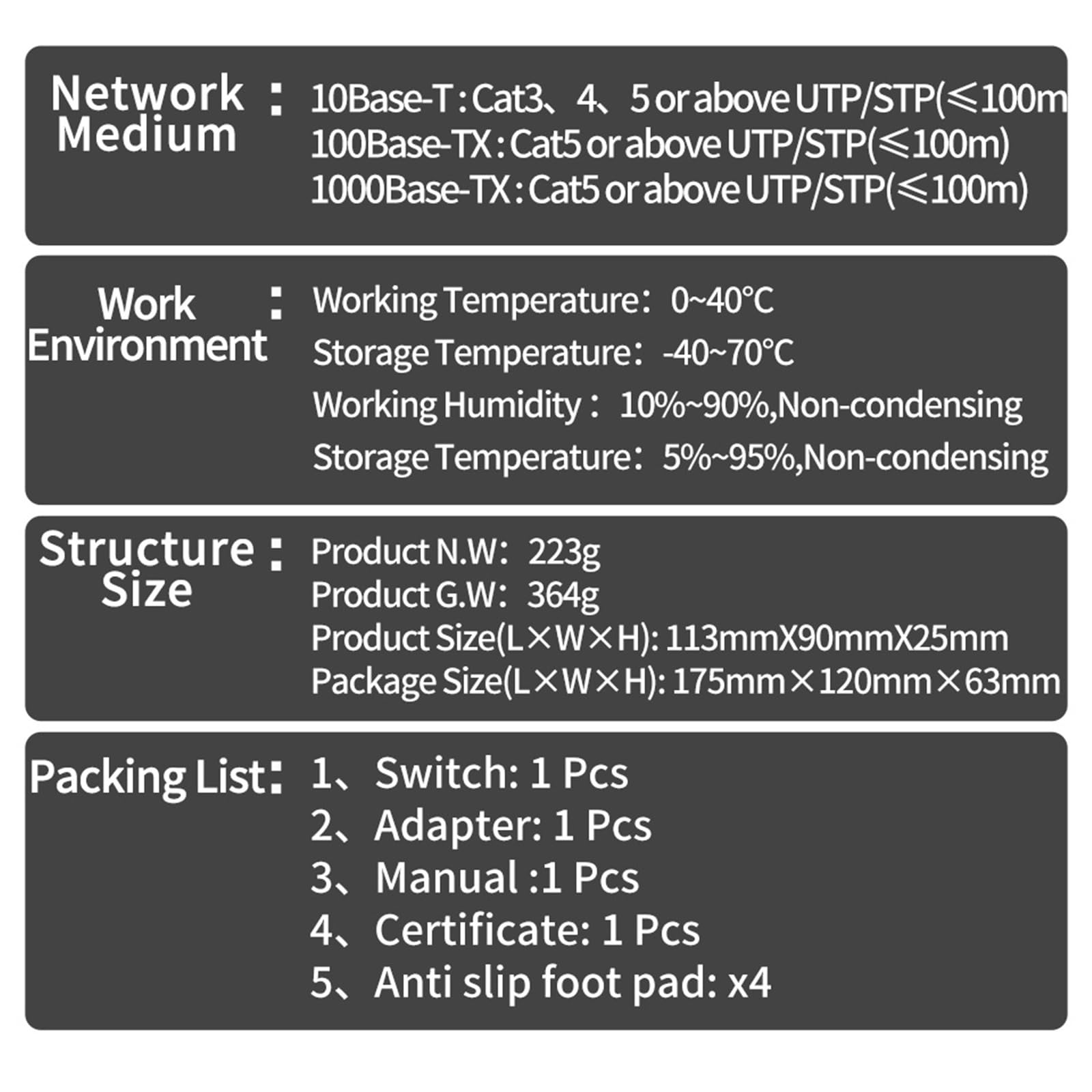 Przełącznik przemysłowy 2,5 GbE Zarządzany przełącznik 5 5 5 Port 2500 Mb/s 10G SFP+gniazdo sieciowe (adapter US)