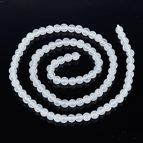 Miniatura 9 de CHGCRAFT Cuentas de selenita natural de 0.472in, cuentas redondas sueltas para hacer joyas, 1 hebra de 15.7 pulgadas, color blanco