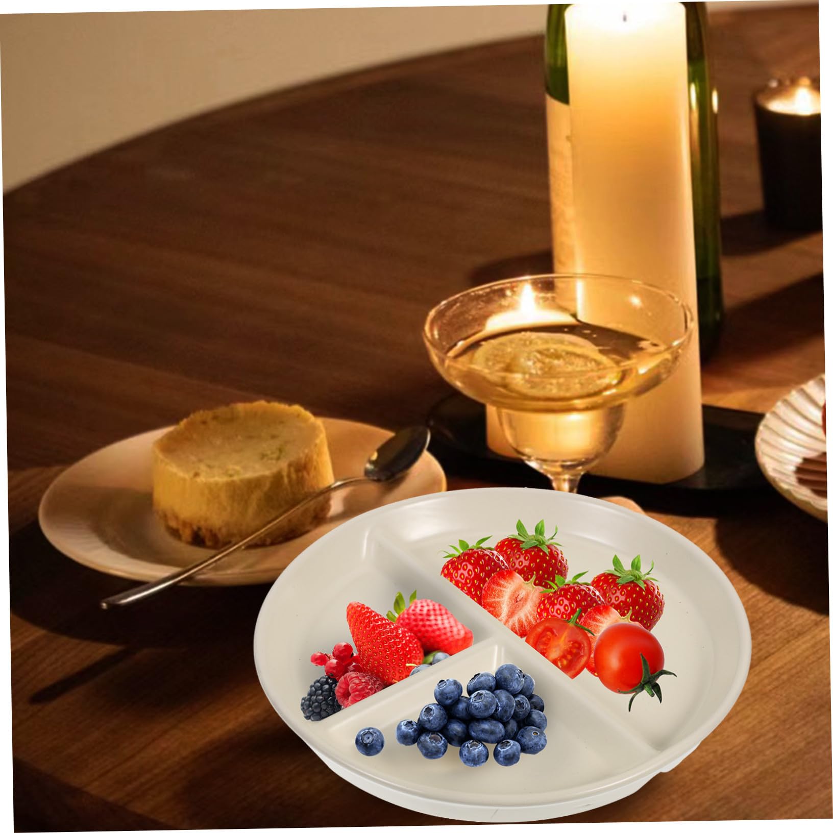 Assiette Diététique Compartimentée en Céramique Blanche pour Adultes