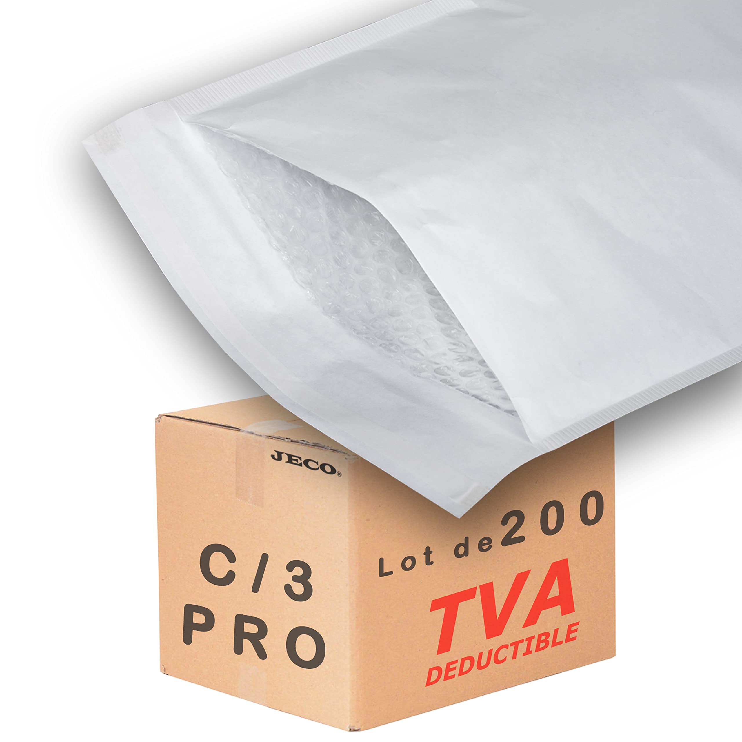 Jeco Enveloppes à bulles d'air C/3 150x215 mm Kraft Blanc Lot de 200