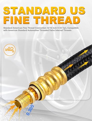 Miniatura 4 de Tubo de extensión de inflado de neumáticos de 12 pulgadas, manguera adaptadora de portabrocas de inflado rápido para inflado rápido, conector de