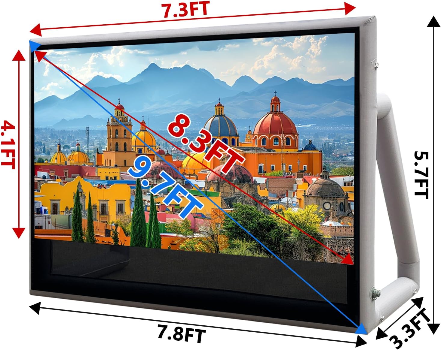 SAYOK 8.3FT(100IN) Inflatable Projector Screen for Outdoor Movies, Pool Parties & Backyard, Waterproof TPU Material, No Need Constant Inflating, Portable Movie Screen for Projector