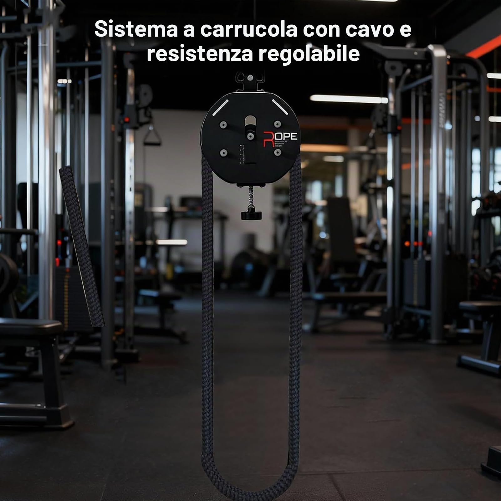 Endless Rope Trainer, Q Rope Endless Rope Trainer, Sistema di Pulegge a Cavo, Resistenza Regolabile, Allenamento Completo del Corpo, Forza, Coordinazione, Palestra Domestica (Black&Red)