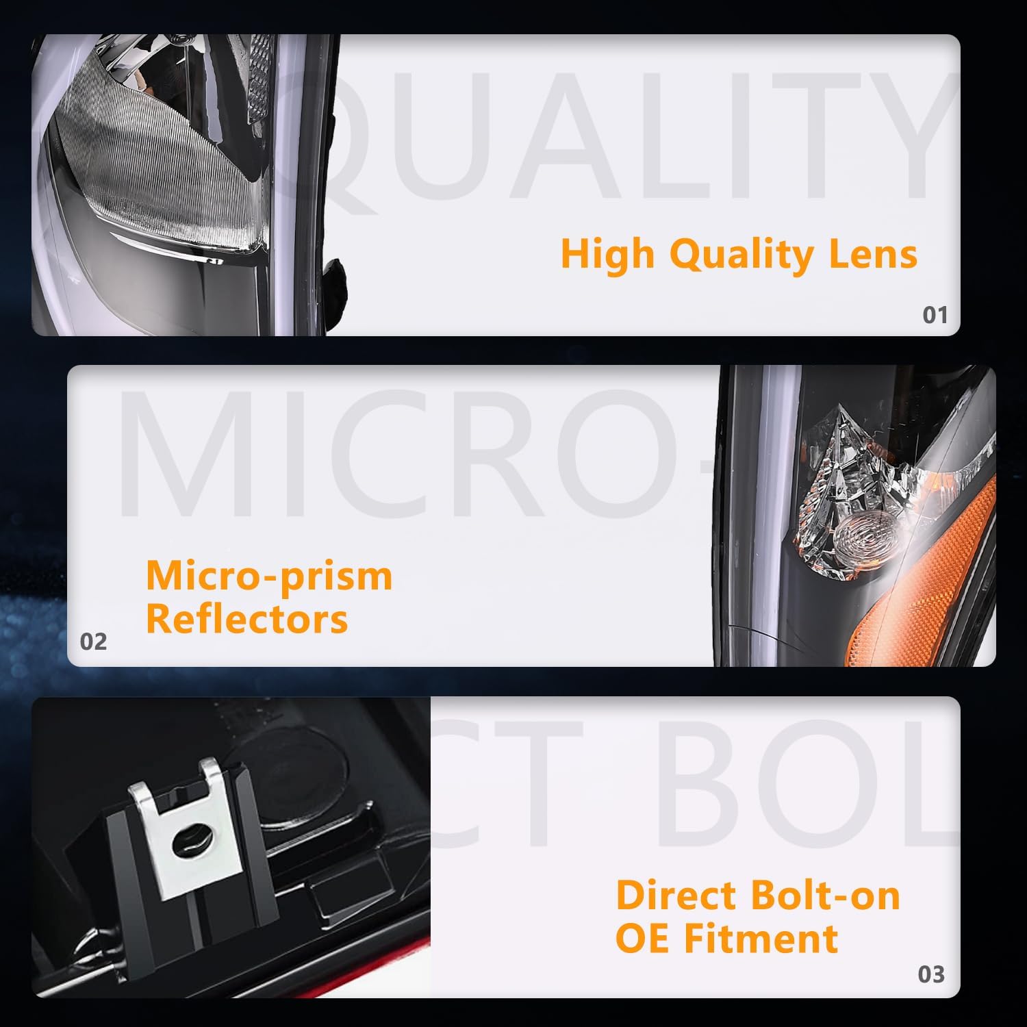 Headlight Assembly for 2014 2015 2016 Hyundai Elantra, (All Bulbs Included) Right Passenger Side Halogen Headlamp Assembly With Clear Lens Black Housing Amber Reflector, 921013Y500