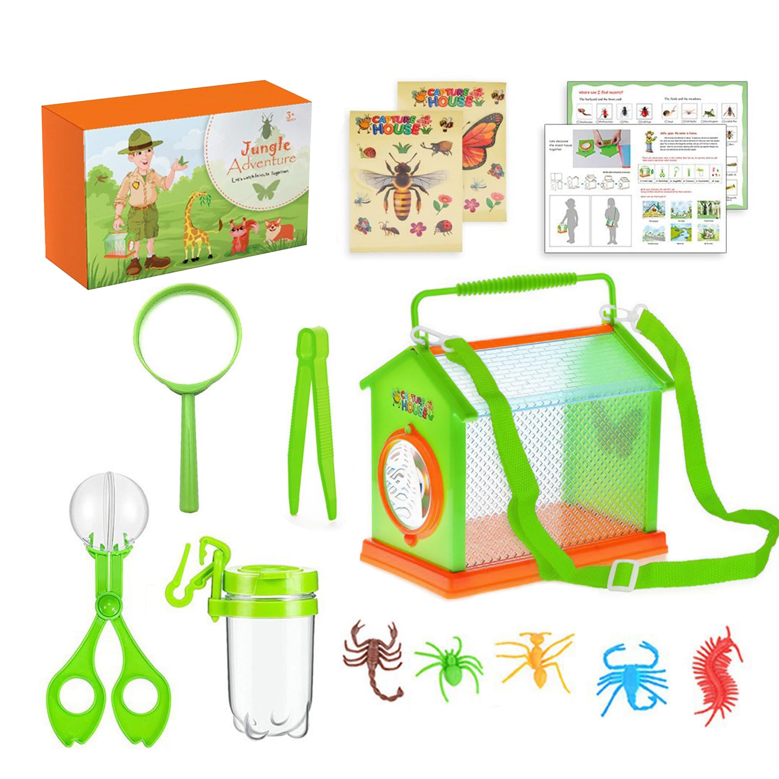 Bug Catcher for Kids  12 Pcs Bug Hunting Kits for Children with Magnifier, Insect Trap, Tweezers & Bug Box, Outdoor Bug Collecting Kit for Kids, Explorer Toys for Boys & Girls Aged 3-8