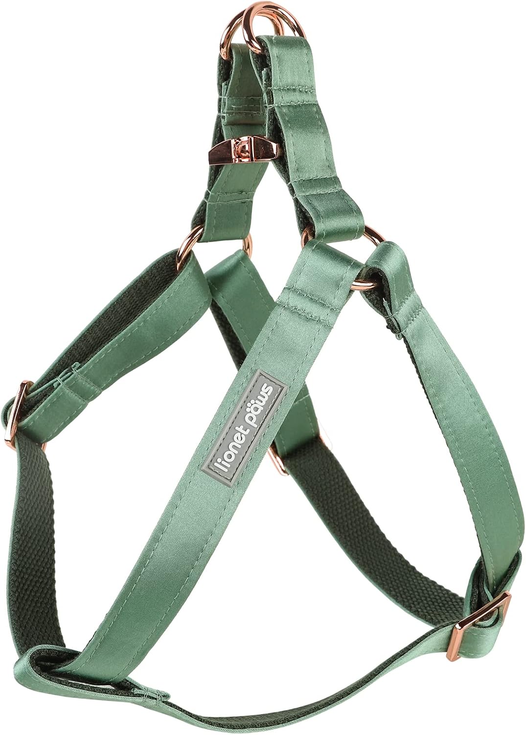 Lionet Paws Dog Harness, No-Pull Adjustable Silk Nylon Webbing Pet Harness with Metal Buckle for Medium Dogs Easy Walking, Grass Green, M