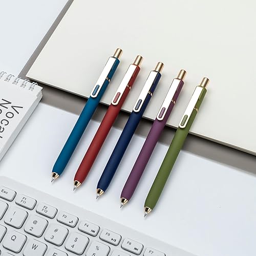 Miniatura 7 de Bolígrafos de gel de 0.020 in de tinta negra, retráctil, lindo bolígrafo para escritura suave, suministros de oficina escolar (vintage, 10 unidades)