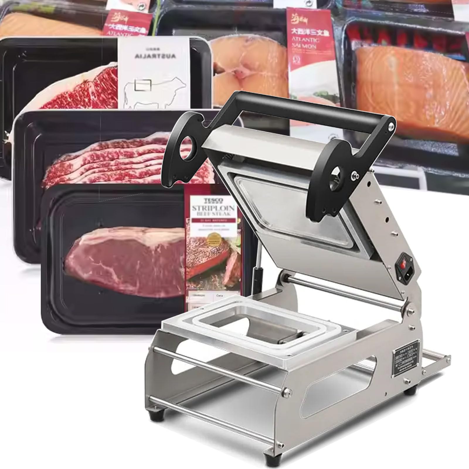 AYCDL Food Sealing Packing Machine,Hand Pressure Takeaway Box Sealing Machine,Sandwich Tray Heat Sealer,for Vegetable/Fruit,110v-320mm