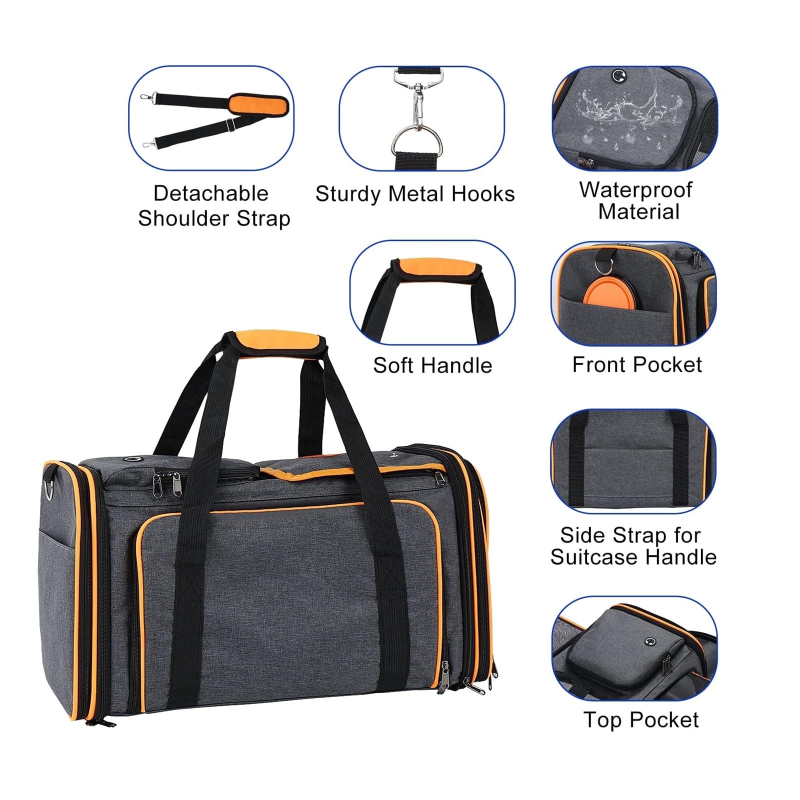 MUSM Arnés De Viaje For Mascotas con Capacidad For hasta 24 Libras, Arnés For Perros Y Gatos Expandible Reversible Grande, con Almohadillas Y Bolsillos De Forro Polar
