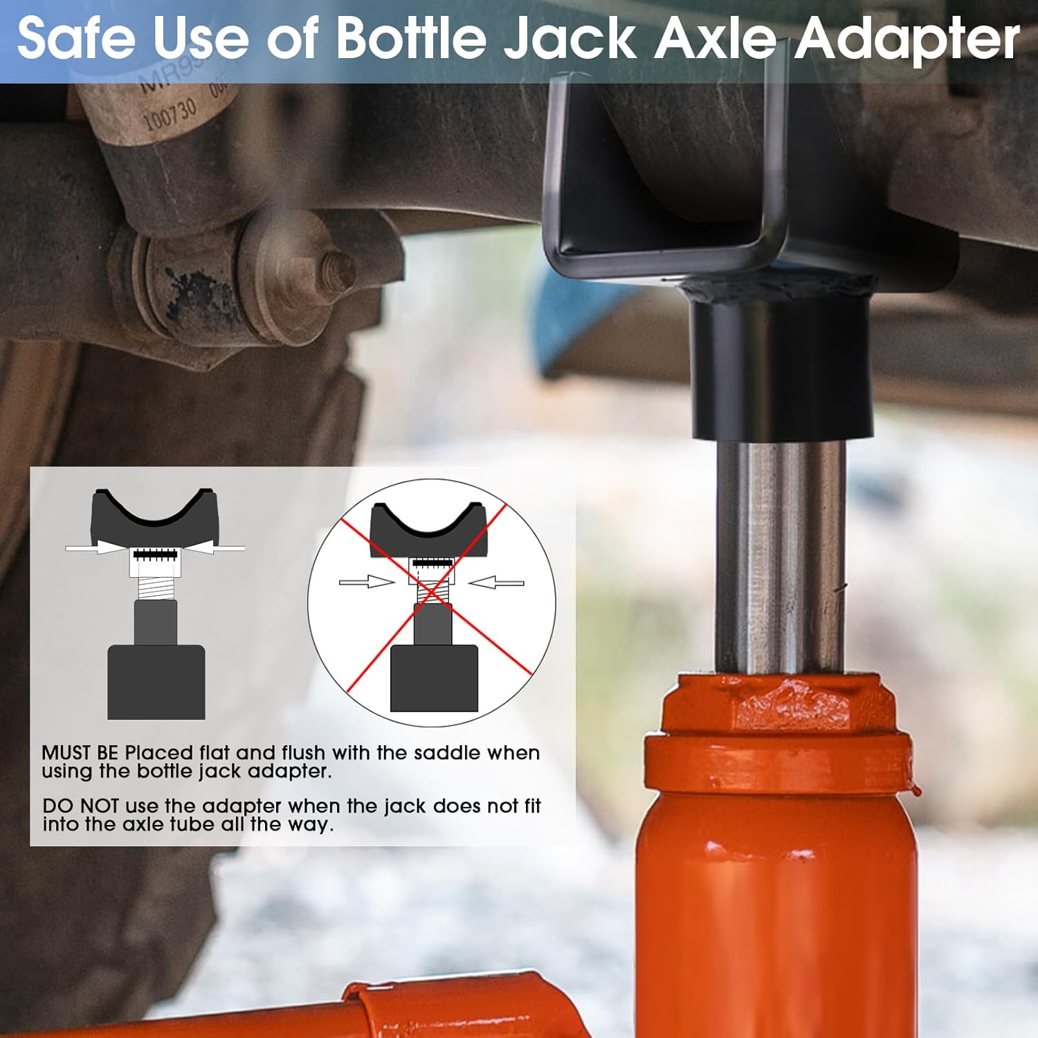 Bottle Jack Axle Adapter Lifting Saddle for 2" 3" 4" Round & 2" Square Tube,Bottle Jack Adapter Axle Saddle for Within 1.5" Lifting Platform,for RV Trailer Garage Farm Ranch