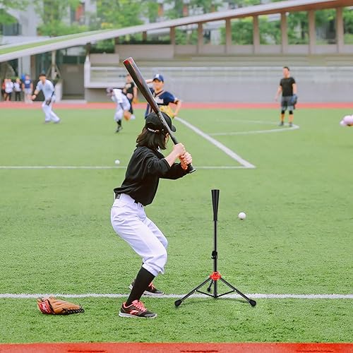 Miniatura 6 de FDLS Camiseta de bateo de béisbol para adultos y jóvenes adolescentes, base de trípode portátil, altura fácil ajustable de 26 a 39 pulgadas para