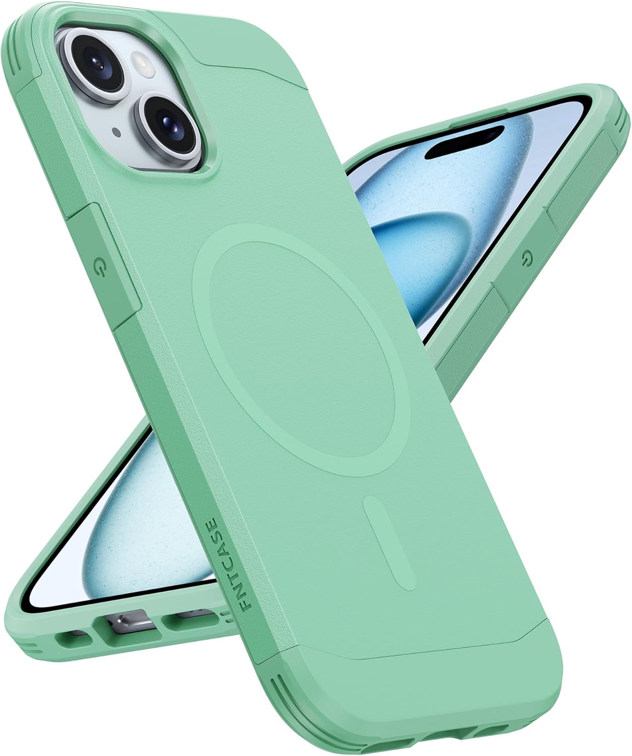 FNTCASE for iPhone 15 Magnet Case: iPhone 14 Magnetic Dual Layer Military Grade Drop Shockproof Protection Cell Phone Cover - Rugged Durable Heavy Duty Protective Bumper Tough(Green)
