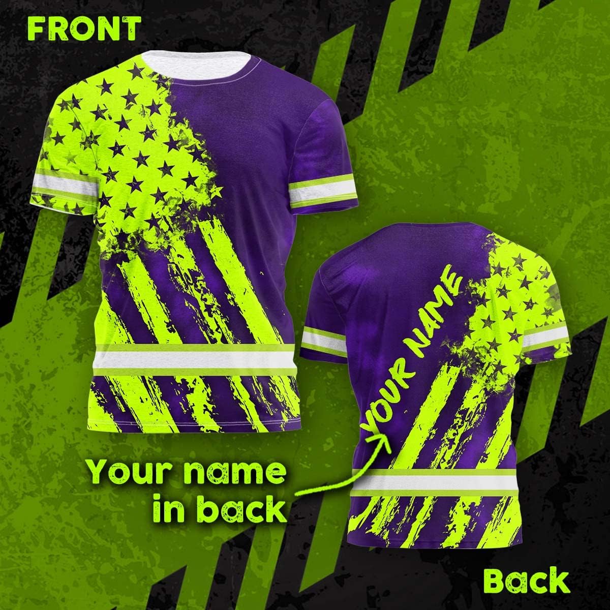Color US Flag High Visibility Shirt Men Women Custom Name Reflective Safety Shirt Workwear for Worker Patriotic