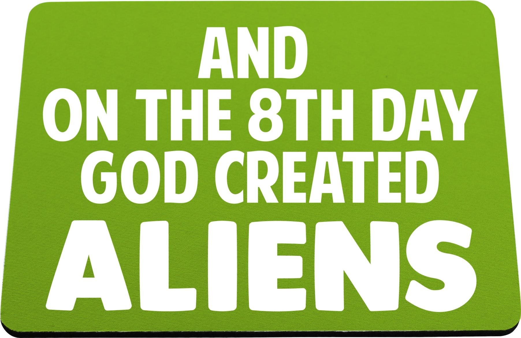 Hippowarehouse And on the 8th day God created Aliens printed mouse mat pad accessory black rubber base 240mm x 190mm x 60mm