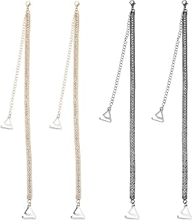 LUOZZY 2 Pairs Rhinestone Bra Straps Invisible Shoulder Strap Non-Slip Bra Belt Replacement for Bra Tops Dress - Black + Gold