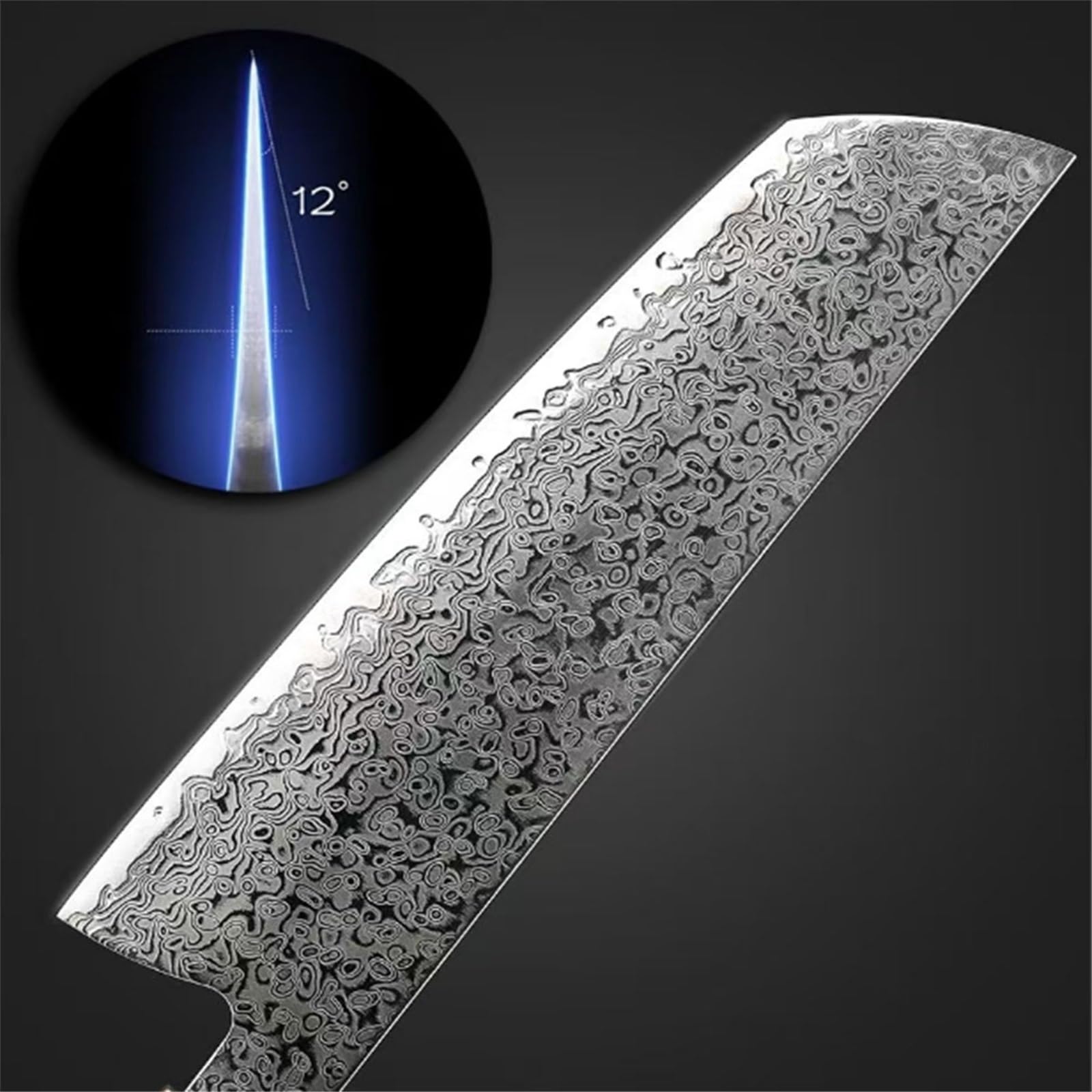 Juego de cuchillos de cocina de acero con alto contenido de carbono Kiritsuke Santoku Chef con G10, madera y resina(4pcs)