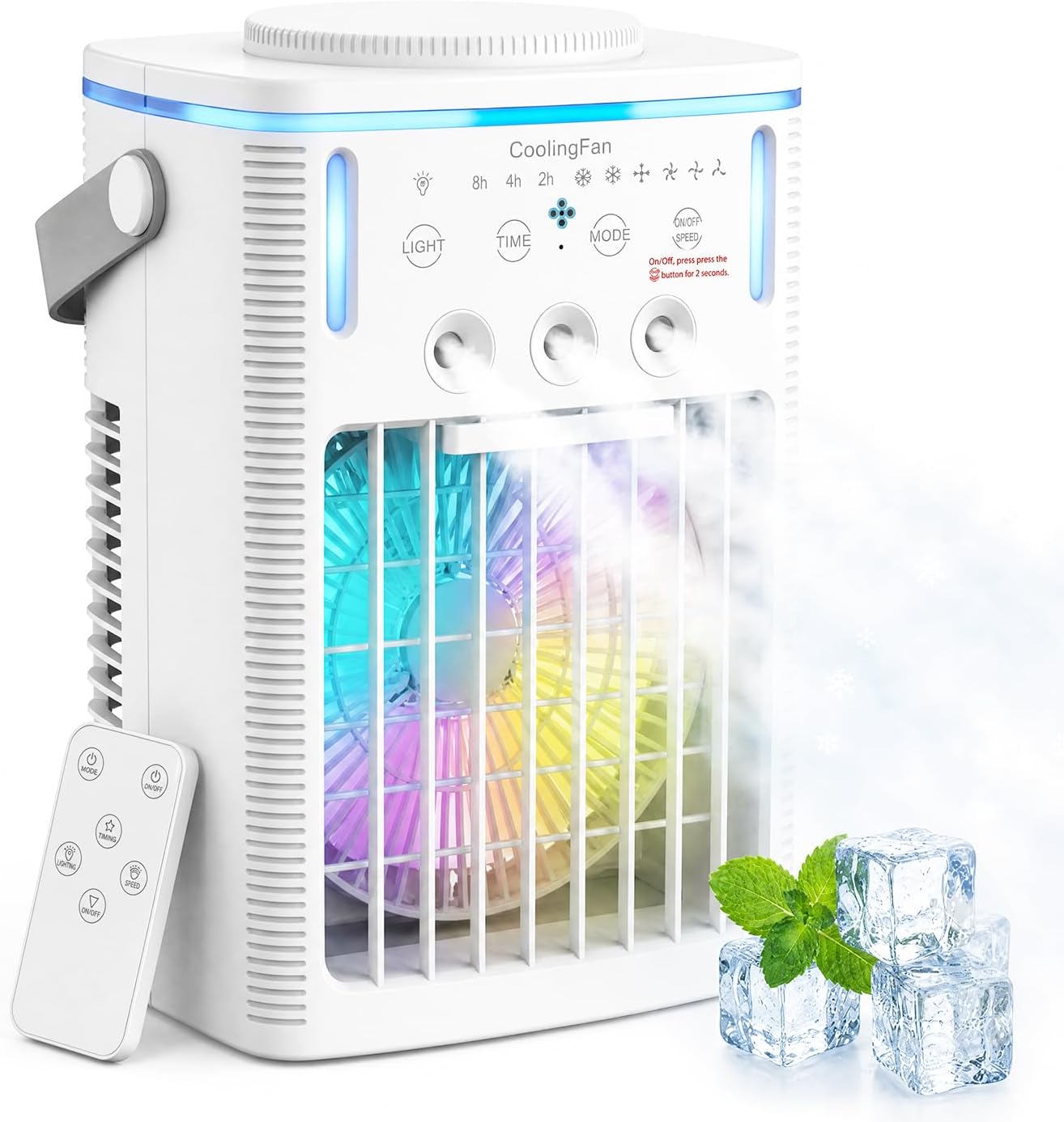 (-44%) Klimaanlage Mobil,6 in 1 Mobiles Klimagerät,1000ml Mobile Klimaanlage mit Fernbedienung, 3 Geschwindigkeiten, 3 Nebelmodi, Typ-C,7 Farben Licht, 2-8H Timer, Tragbarer Klimaanlage für Zimmer/Büro