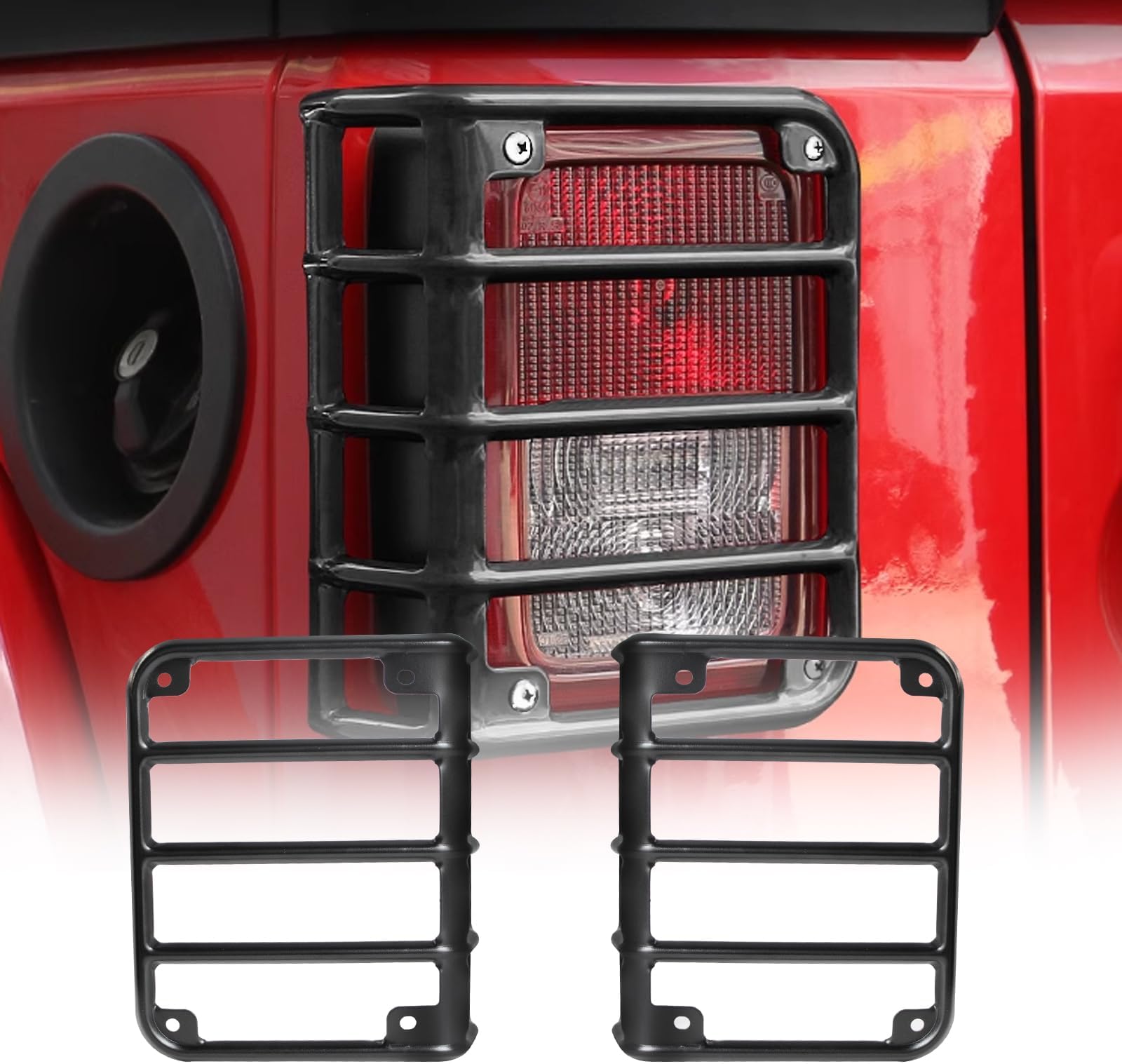 Tail Light Guard Cover for Rear Taillights Compatible with 2007-2018 Jeep Wrangler JK JKU