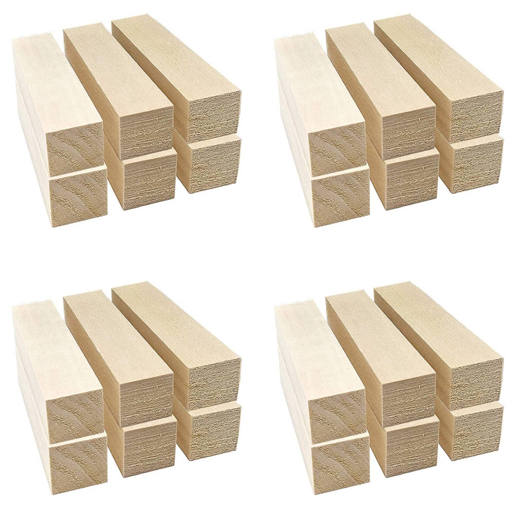 Jnchdghwa Wood Color 24Pcs Basswood Carving Blocks For Wood Beginners Carving Hobby Kit Diy Carving Wood