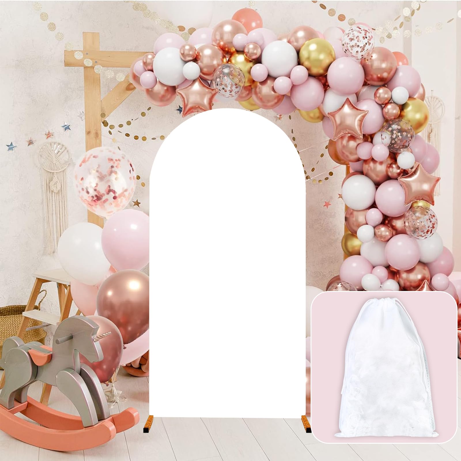 Set Of 3 Wedding Arch Cover Spandex Fitted Wedding Arch Stand Covers For Round Top Chiara Arch Backdrop Stands Cover For Birthday Party Ceremony Banquet Decoration 4ft 5ft 6ft White P 27837012 - View #6