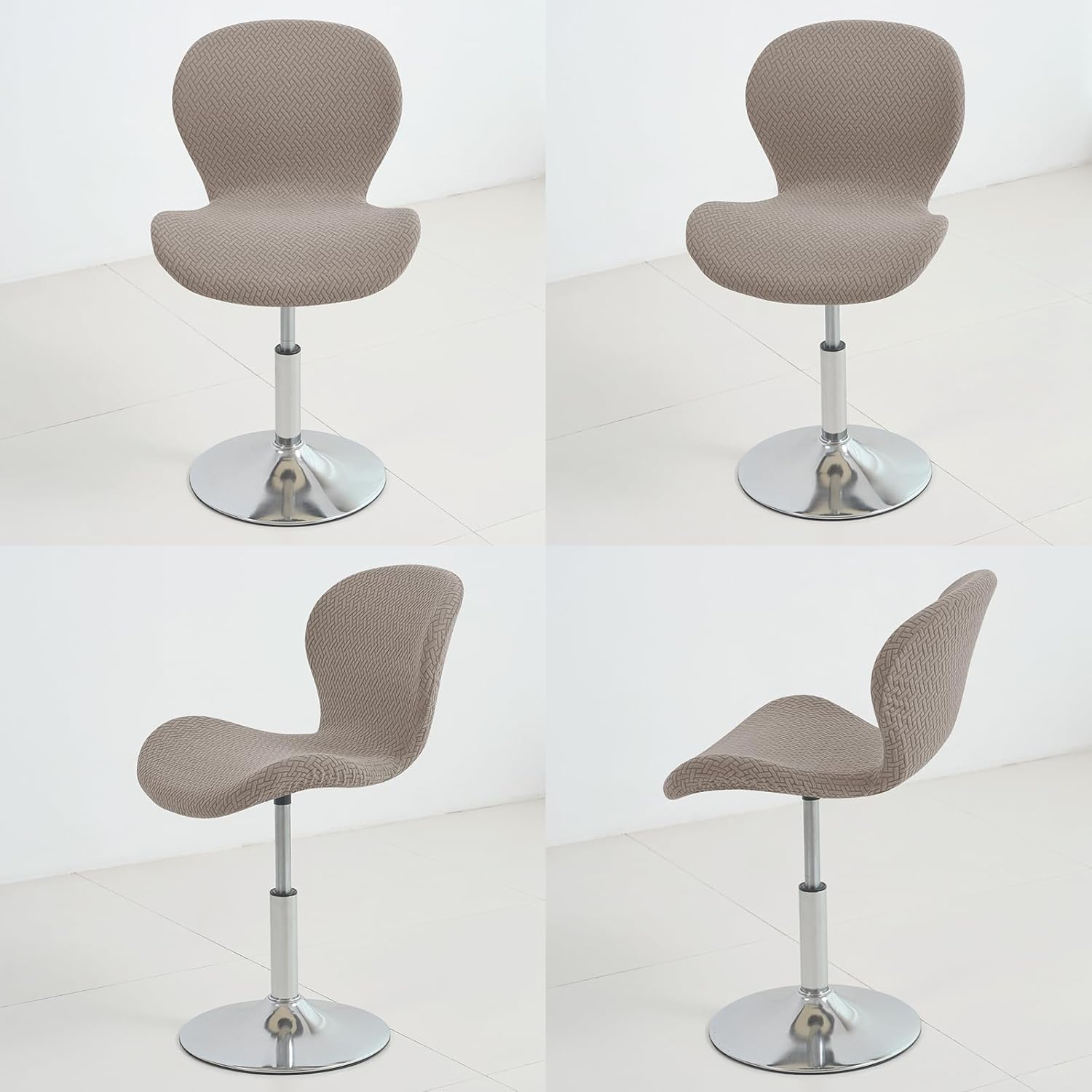 Gollense Bar Stool Covers with Backs, Set of 4 Stretch Jacquard Barstool Seat Covers, Washable Swivel Pub Counter Height Chair Slipcover Protector for Home Kitchen Cafe (T-Shaped Jacquard-Khaki)