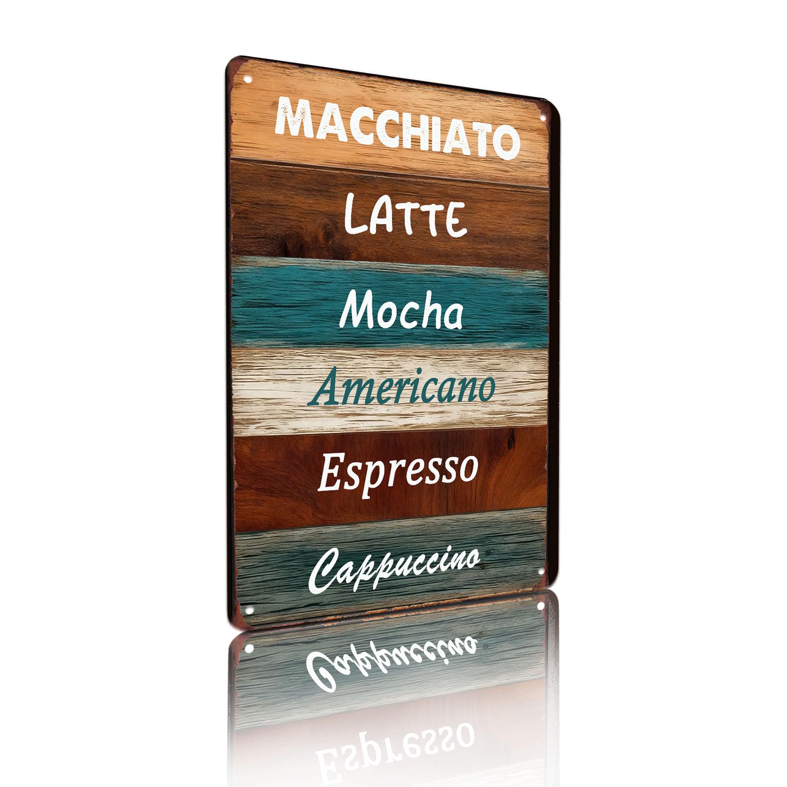 Coffee Drinks Collection Metal Vintage Aluminum Sign Wall Decor for Cafe, Bar, Restaurant - 8x12 Inches Retro Coffee-Themed Wall Art (25231)