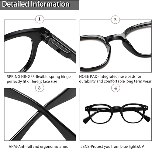 Miniatura 3 de Kerecsen - Juego de 6 anteojos de lectura de gran calidad con bisagra de resorte