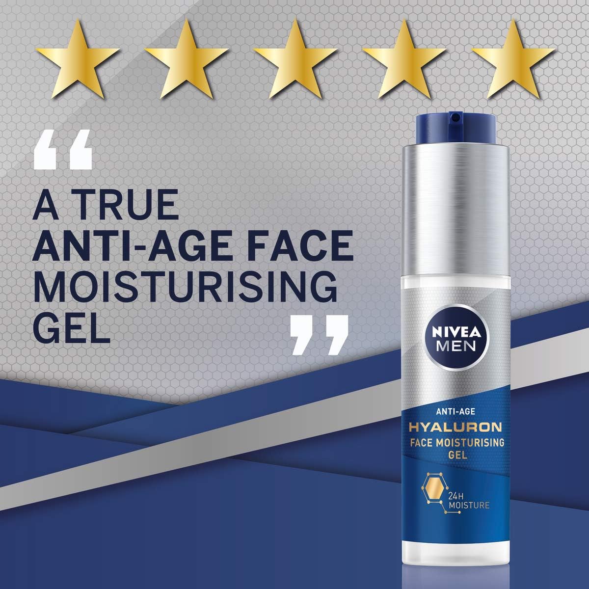 NIVEA MEN Anti-Age Hyaluron Face Moisturising Gel (50ml), Men's Moisturiser with Hyaluronic Acid and Pro-Retinol - Image 5