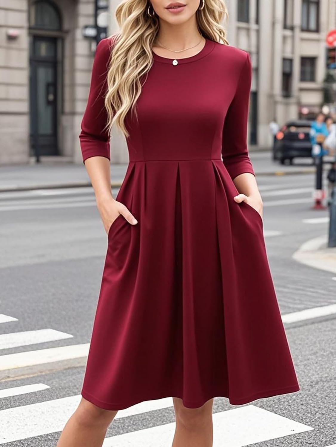 oxiuly Summer Dresses for Women 2024 Party Church Bridesmaid Graduation Dress with Pockets S253 thumbnail