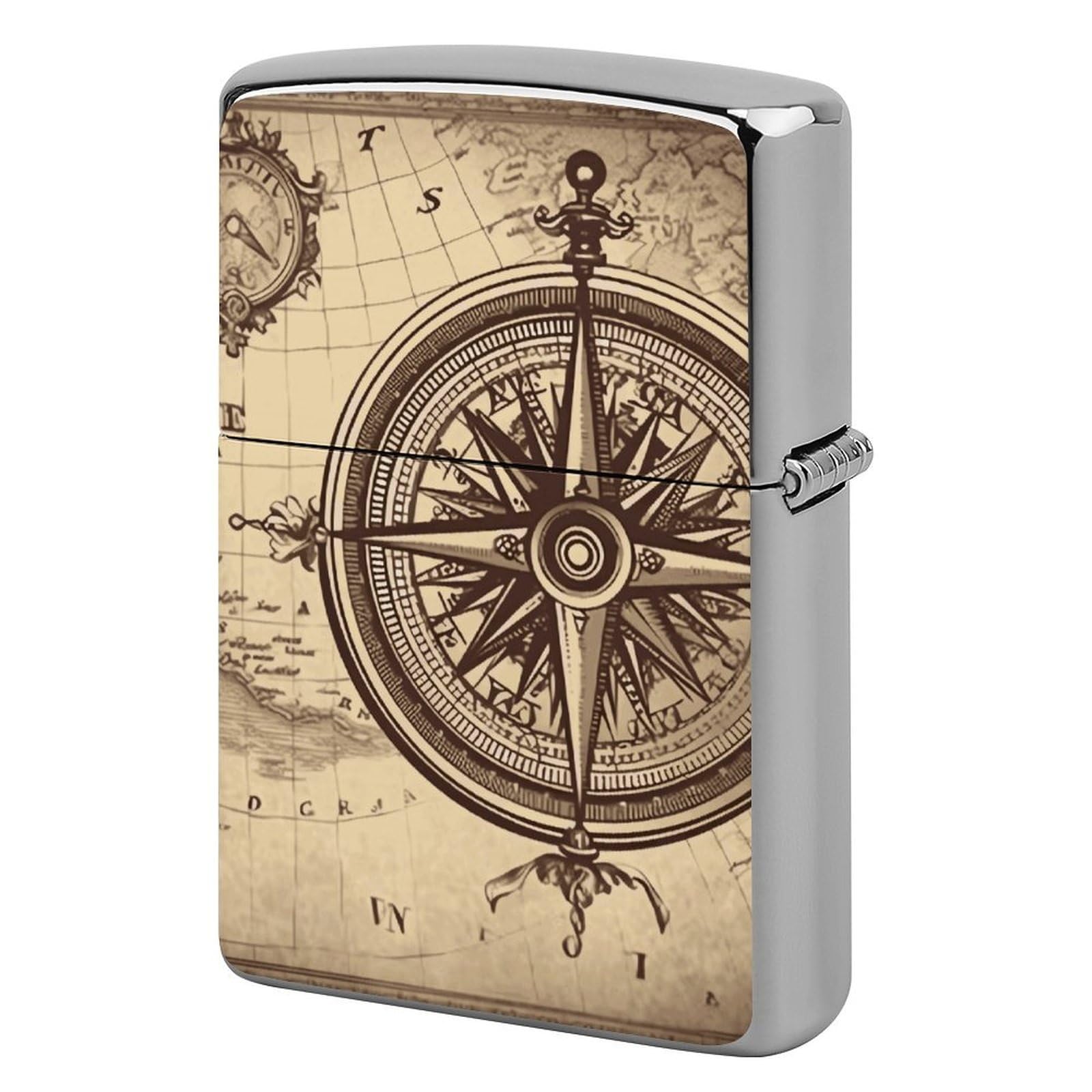 Law of The Compass Navigation Lighter Case Vintage Metal Lighter Cover Reusable Lighter Protective Sleeve Unique Design Personalized Lighter Sleeve Holder Against Dust and Scratches