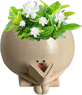 Mlllokfki Flower Planter for Home Decor, Reading Books Resin Planter, Indoor Plant Pot Design, Creative Flower, Resin Plan...