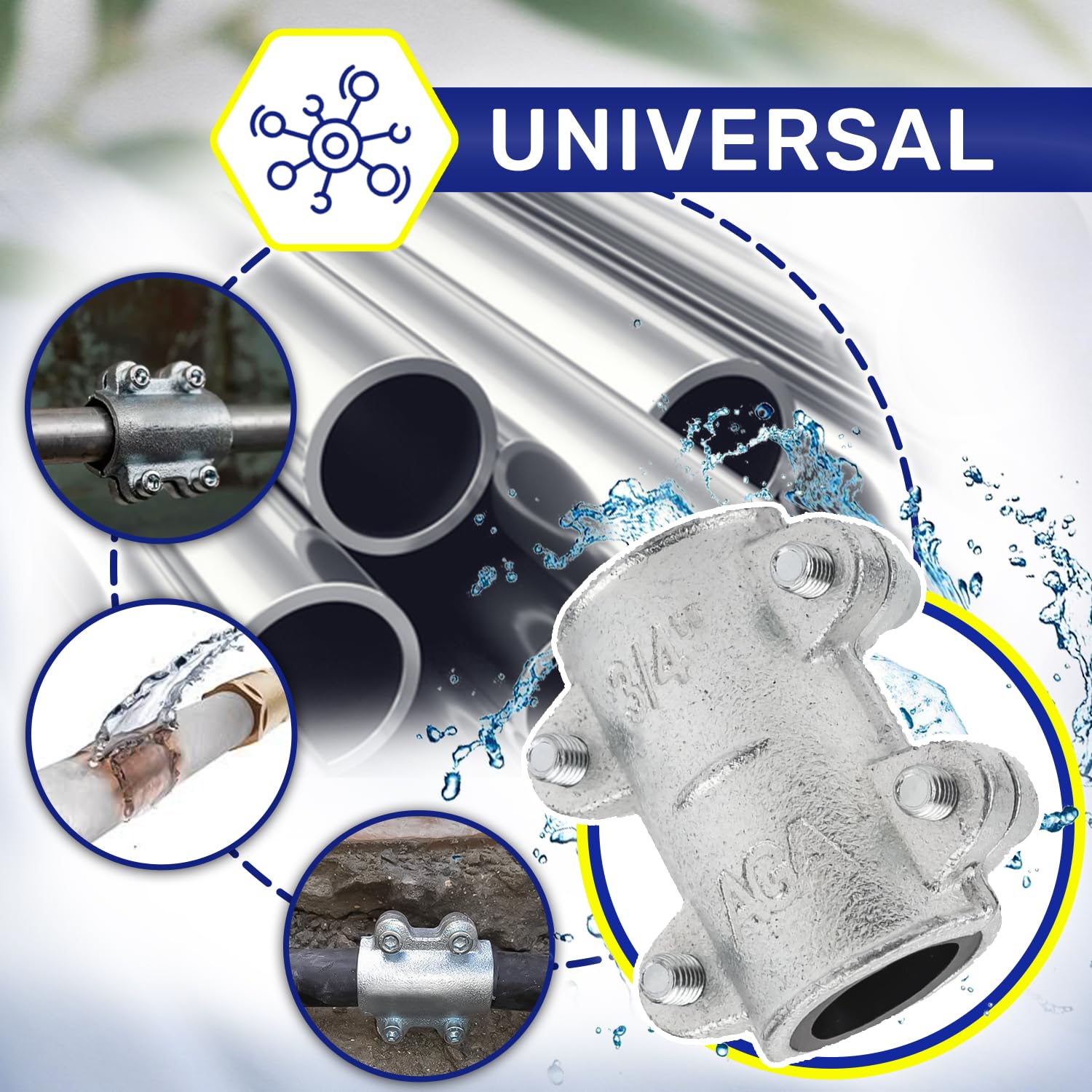 Steel Clamp 3/4” for Steel Pipe Repair - MONTERAL, Silver - Image 3