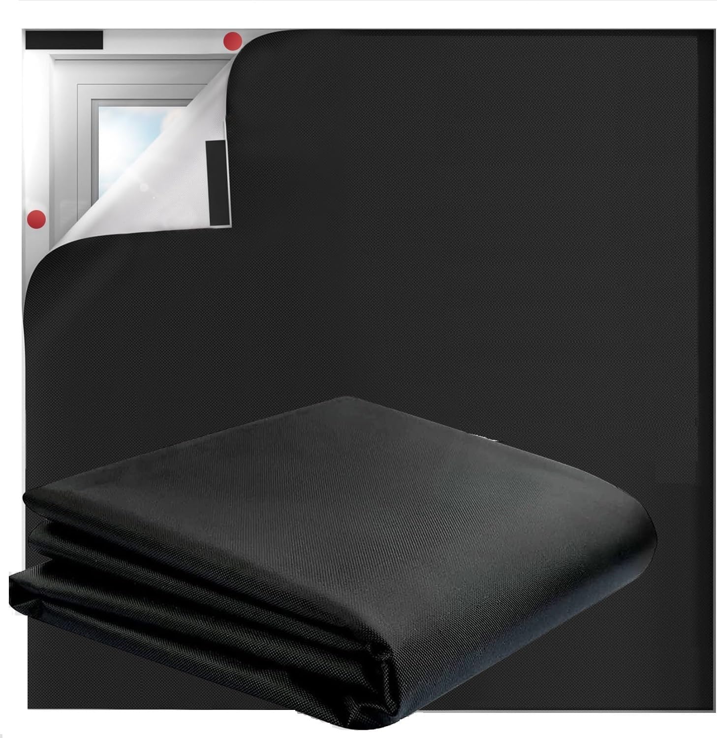 Blackout Curtains, Black Out Window Cover, Portable Window Shade Blinds No Drill for Bedroom, RV, Nursery, Media Room, 118x57 inch