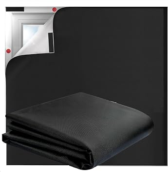 79x57 inch Blackout Curtains, Black Out Window Cover, Portable Window Shade Blinds No Drill for Bedroom, RV, Nursery, Media Room