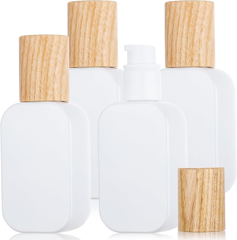 Segbeauty Frasco de Vidro com Válvula para Loção, 30 mL, Branco, Reutilizável, Pacote com 4
