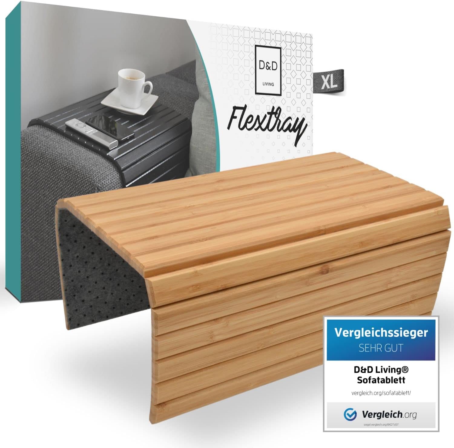 D&D Living Sofatablett Couch Ablage flexibel für Armlehne aus