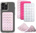 Silicone Double-Sided Suction Cup Phone Case Detachable Mount, Sticky Phone Grip Hands-Free Accessories for Selfies & Videos, Trending TikTok Items for iPhone & Android, White+Pink+Blue