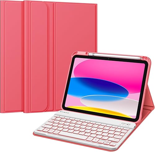 Miniatura 10 de Fintie Funda de teclado para iPad de 10 generación de 109 pulgadas versión 2022 con soporte para lápices cubierta trasera de TPU suave con teclado