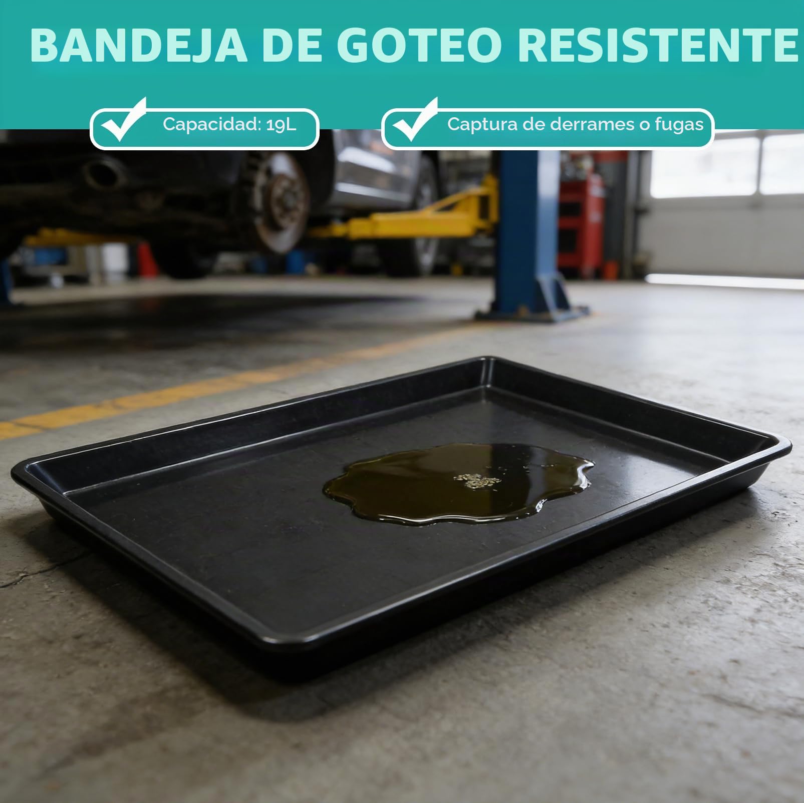 Bandeja Extragrande para el Aceite del Coche, 90 x 60 x 4 cm | bandeja colectora de aceite para debajo del coche, bandeja colectora de aceite, recipiente grande de plástico