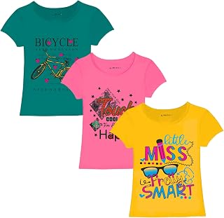 Girls Half Sleeves Cotton Tshirt Combo Pack of 3 Price In India
